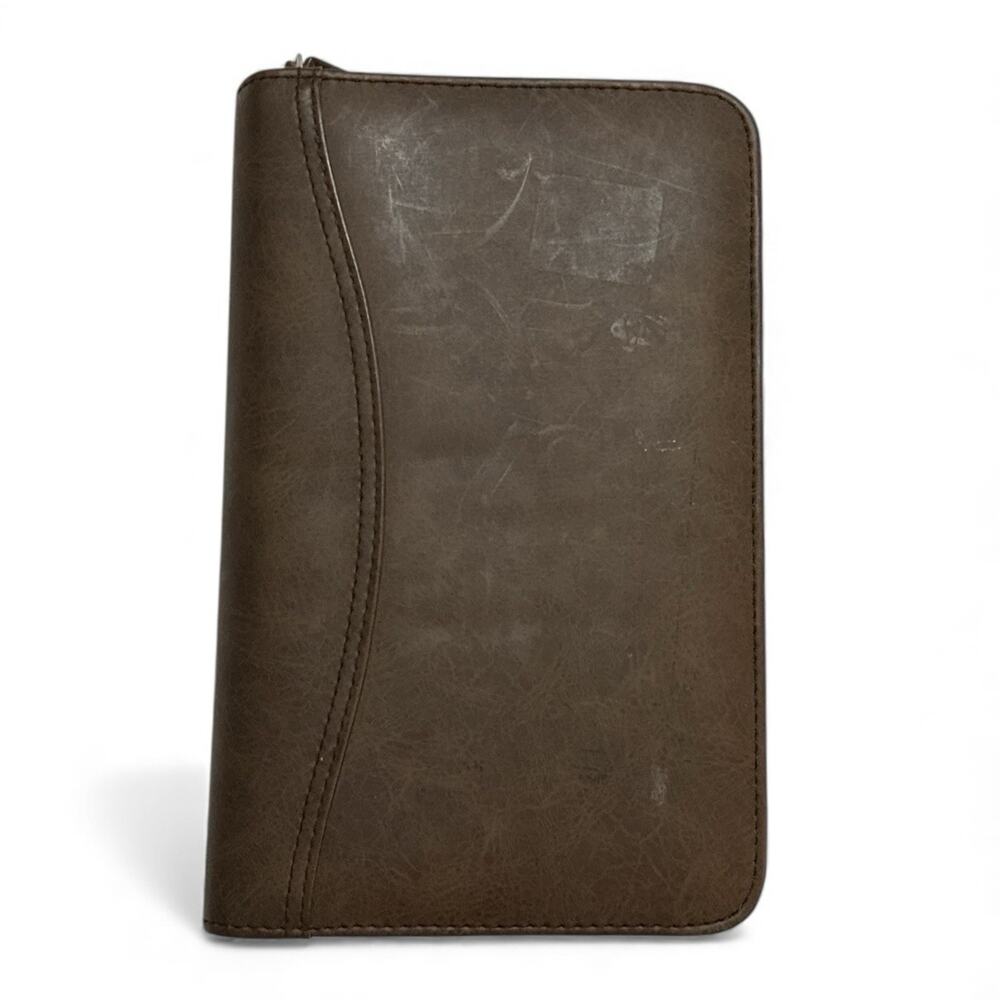 Vtg Day-Timer Organizer Planner Brown Navigator Zip Around 6 Rings 8.5x5.5